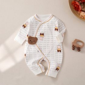 Newborn Jumpsuit Baby Butterfly Clothes Boneless Romper (Option: White Bear-66cm)