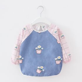Baby Dinner Coverall Bib Spring And Autumn Long Sleeve Apron (Option: Flower Pot Long Sleeve-90cm)