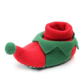 Christmas Baby Soft Sole Shoes Toddler (Option: Red And Green Christmas Tree-13cm)