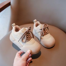 Fleece-lined Thickened Children's Sneaker Thick Bottom (Option: Beige-31)