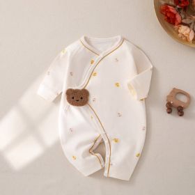 Newborn Jumpsuit Baby Butterfly Clothes Boneless Romper (Option: Beige Puppy-66cm)