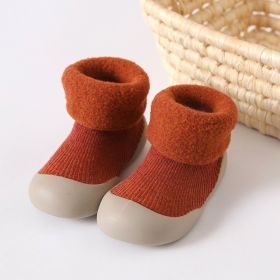Thickened Children Sneakers Winter Super Warm Toddler Indoor Shoes Socks (Option: Orange-2627)