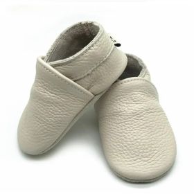 Baby Soft Bottom Solid Color Calf Leather Shoes Toddler Shoes (Option: Beige-XL)