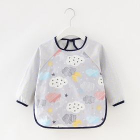 Baby Dinner Coverall Bib Spring And Autumn Long Sleeve Apron (Option: Gray Long Sleeves Cloud-80cm)