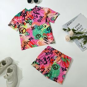 Girls Fashion Printed Casual Loose Outfit (Option: Picture Color-140cm)