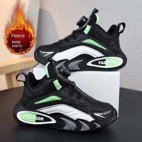 Boy Shoes Winter Thin Cotton Velvet Warm Rotating Buckle (Option: Light Green Two Cotton-31)