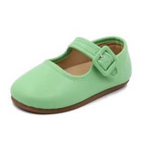 Children's Leather Shoes Candy Color Soft Bottom Cute Princess (Option: Pink Green-31)