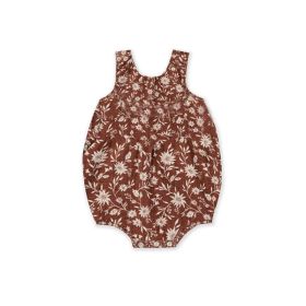 Summer Baby Rompers Cotton Breathable One-piece Nordic Style Floral Sleeveless Romper (Option: Dark Red Flower-90cm)
