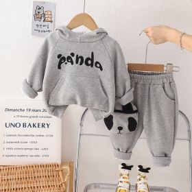 Autumn And Winter Lesser Panda Cotton Comfortable Long Sleeve Suit (Option: Gray-100cm)
