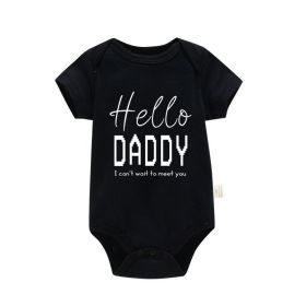 Pure Cotton Baby Triangle Rompers Short Sleeve (Option: PF0446 Black-9M)