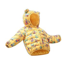 Foreign Trade Children's Down And Wadded Jacket Lightweight Boys And Girls Winter Cotton-padded Jacket Baby Autumn And Winter Clothes Cotton Clothes (Option: Flower Cloth Yellow Digging-110 Size Height 90 100cm)