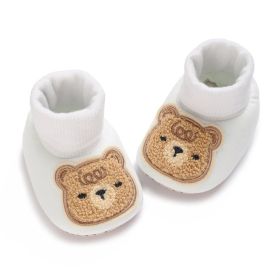Winter Baby Plush Thick Warm Baby Toddler Shoes (Option: White-Inner Length 13CM)
