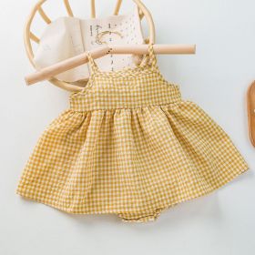 Baby Seersucker Plaid Baby Sling Baby's Gown (size: GBA084 B-86cm)