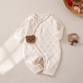 Newborn Jumpsuit Baby Butterfly Clothes Boneless Romper (Option: Beige Letters-66cm)