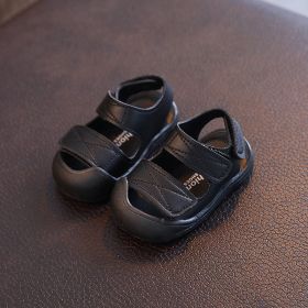 Boys And Girls Soft Bottom Breathable Non-slip Toddler Shoes (Option: Black-17)