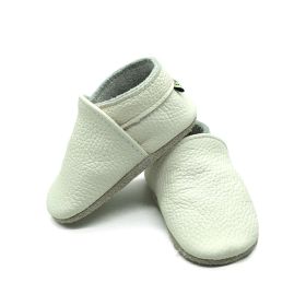 Baby Soft Bottom Solid Color Calf Leather Shoes Toddler Shoes (Option: White-XL)