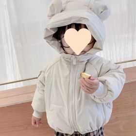 Baby Girl Thickened Warm Hooded Jacket (Option: Creamy White-110)