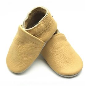 Baby Soft Bottom Solid Color Calf Leather Shoes Toddler Shoes (Option: Light Yellow-XL)
