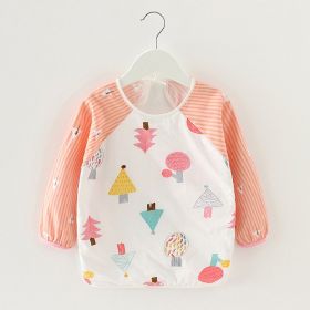 Baby Dinner Coverall Bib Spring And Autumn Long Sleeve Apron (Option: Orange Pink Tree Long Sleeve-120cm)