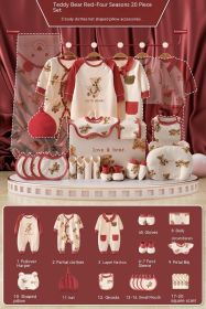 Newborn Gift Box Newborn Baby Meeting Etiquette Clothes Suit (Option: Four Seasons Red 20 Pieces-73cm)