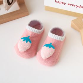 Japanese And Korean Style Extra Thick Fluffy Loop Cartoon Stereo Room Socks (Option: Strawberry-L)