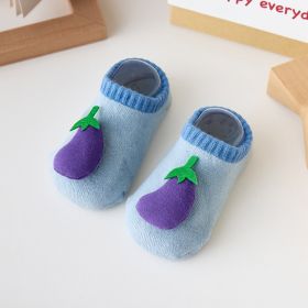 Japanese And Korean Style Extra Thick Fluffy Loop Cartoon Stereo Room Socks (Option: Eggplant-L)