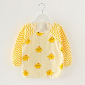 Baby Dinner Coverall Bib Spring And Autumn Long Sleeve Apron (Option: Yellow Chick Long Sleeve-80cm)